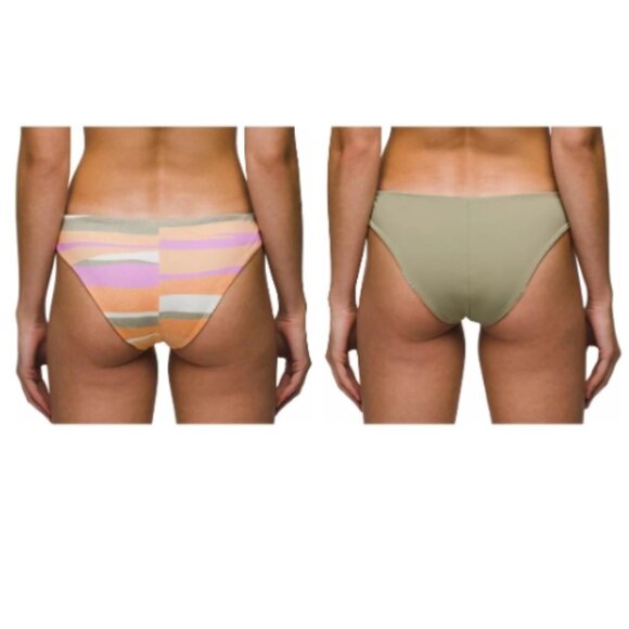 PrAna Gemma Reversible Waves Green Stripe Bikini Bottom Size XL NWT - Picture 2 of 4
